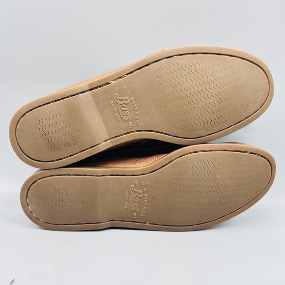 GH Bass & Co Shoes Mens 9 Wide Brown Leather Hampton Boat Deck Eye Moc Toe VTG - Picture 8 of 11